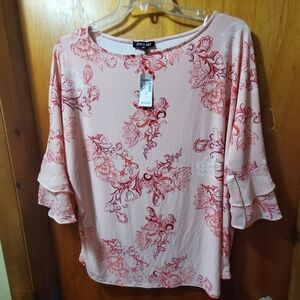 Pink and Red Floral Long Sleeve Top